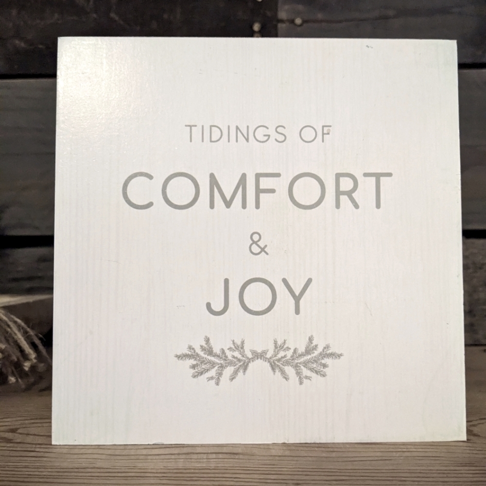 Comfort & Joy Wood Sign Decor NEW SAGE GREEN & WHITE